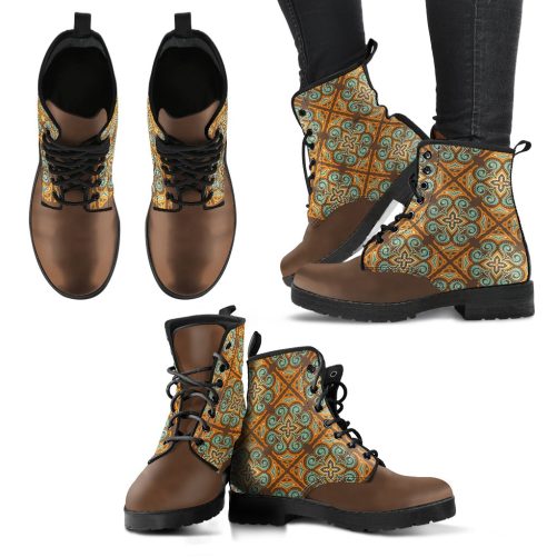Classic Tan Spat Women's Vegan Leather Combat Boots 1