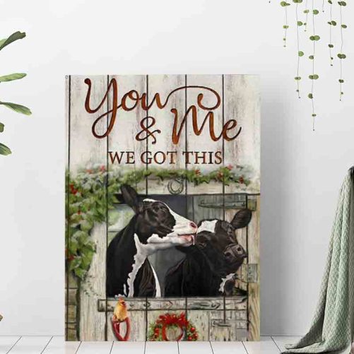 Cow Couple Canvas You And Me We Got This Christmas's Gift (2)