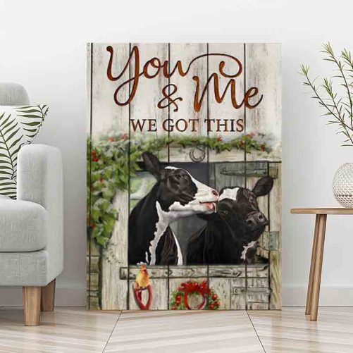 Cow Couple Canvas You And Me We Got This Christmas's Gift (3)