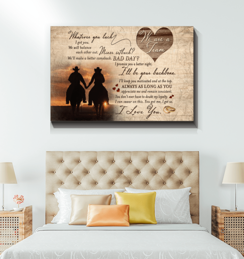 Cowboy Couple Canvas We're A Team Whatever You Lack I Got You 1