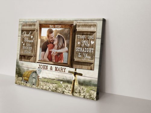 Custom Couple Canvas God Blessed The Broken Road Farm (1)