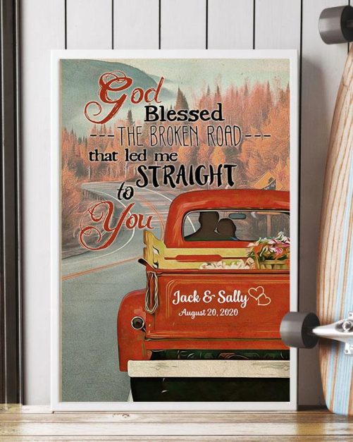 Custom Date And Name Couple Canvas God Blessed Red Car (1)