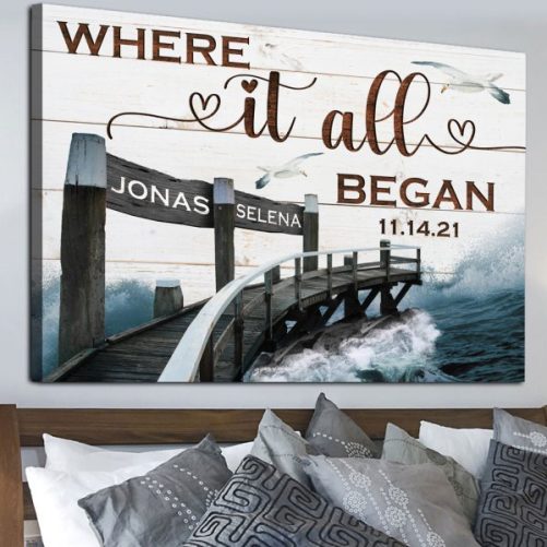 Custom Date And Name Couple Canvas Where It All Began (2)