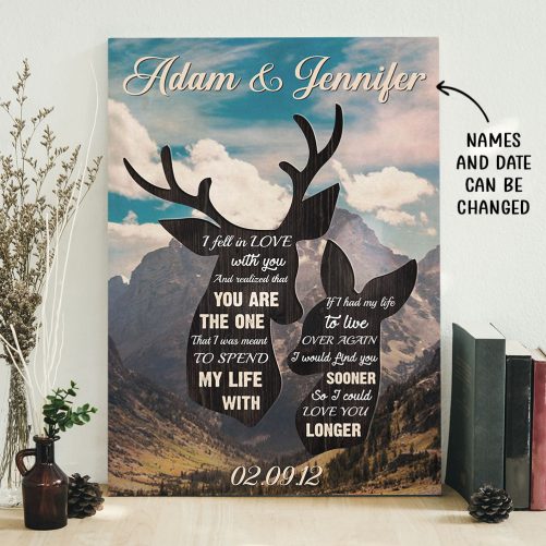 Custom Date And Name Deer Couple Canvas I Fell In Love With You (1)