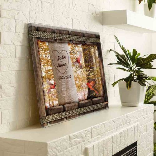 Custom Date And Name Hummingbird Canvas For Couple (1)