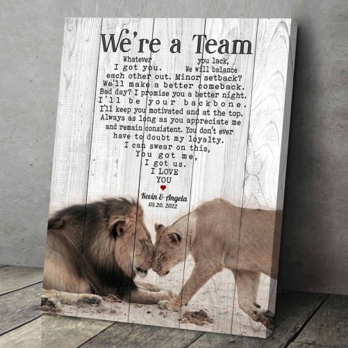 Custom Date And Name Lion Couple We're A Team I Got Us (1)