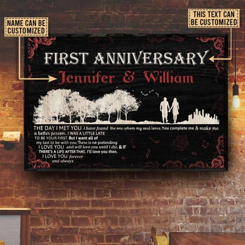Custom Name 1st Anniversary Canvas The Day I Met You (3)