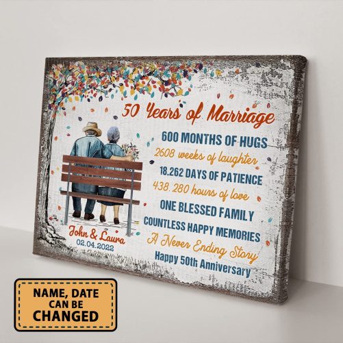 Custom Name And Date Canvas For Old Couple Happy 50th Anniversary (2)