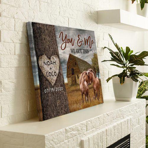 Custom Name And Date Horse Couple Canvas You And Me We Got This (1)