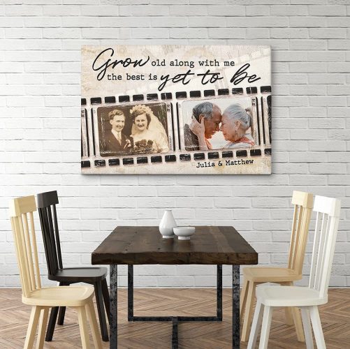 Custom Name And Photo Couple Canvas Grow Old Along With Me The Best Is Yet To Be Film photo (1)