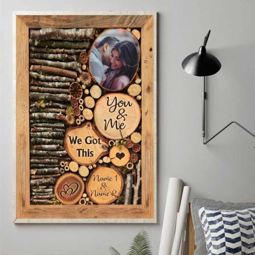 Custom Name And Photo Couple Canvas You And Me We Got This Wood Style (2)
