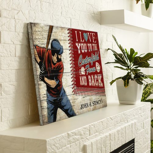 Custom Name Baseball Couple Canvas I Love You To Centerfiled Fence And Back (1)