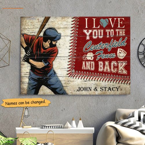 Custom Name Baseball Couple Canvas I Love You To Centerfiled Fence And Back (3)