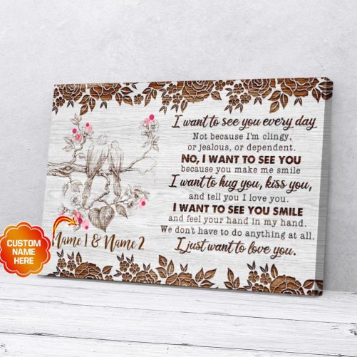 Custom Name Bird Couple Canvas I Want To Love You 2