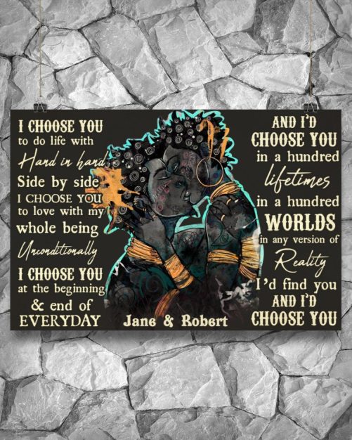 Custom Name Black Couple Canvas I Choose You In A Hundred Lifetimes (1)