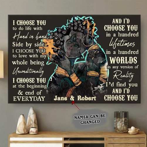 Custom Name Black Couple Canvas I Choose You In A Hundred Lifetimes (3)