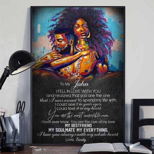 Custom Name Black Couple Canvas I Fell In Love With You (2)