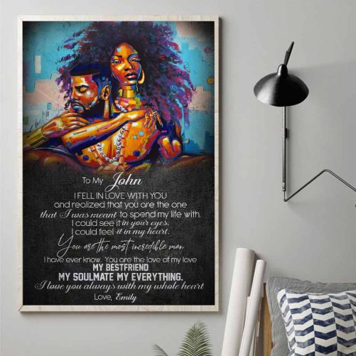 Custom Name Black Couple Canvas I Fell In Love With You (3)