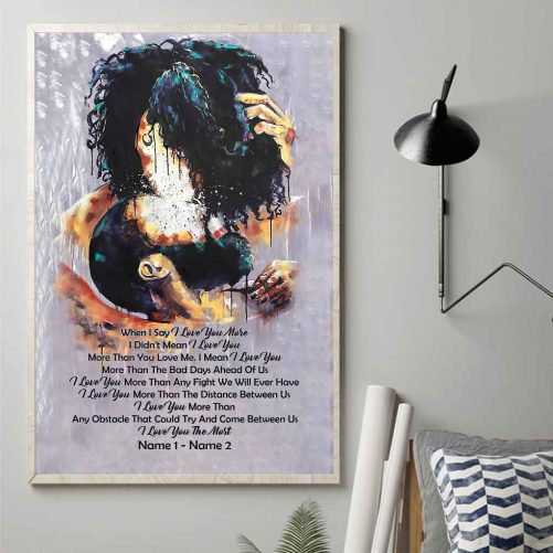 Custom Name Black Couple Canvas I Love You The Most (2)