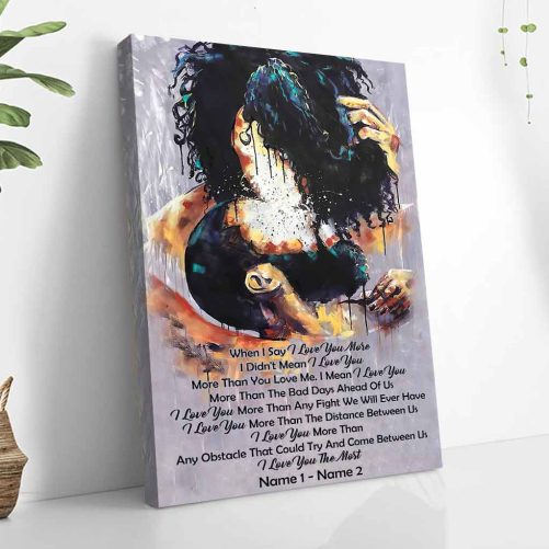 Custom Name Black Couple Canvas I Love You The Most (3)