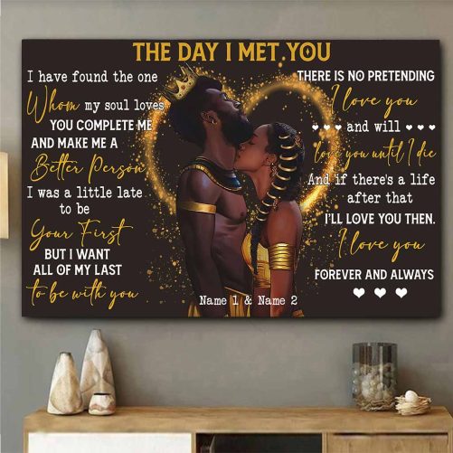Custom Name Black Couple Canvas The Day I Met You (2)