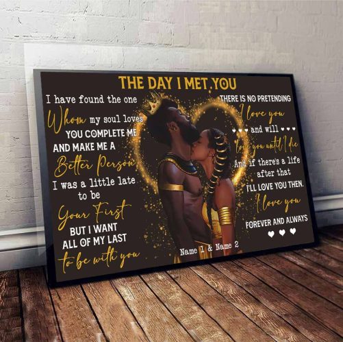 Custom Name Black Couple Canvas The Day I Met You (3)