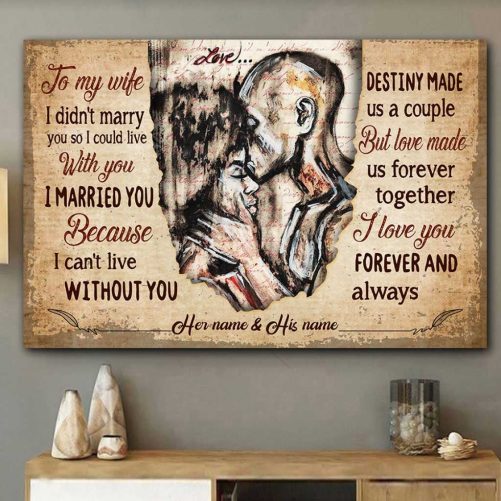 Custom Name Black Couple Canvas To My Wife Destiny Made Us A Couple (2)