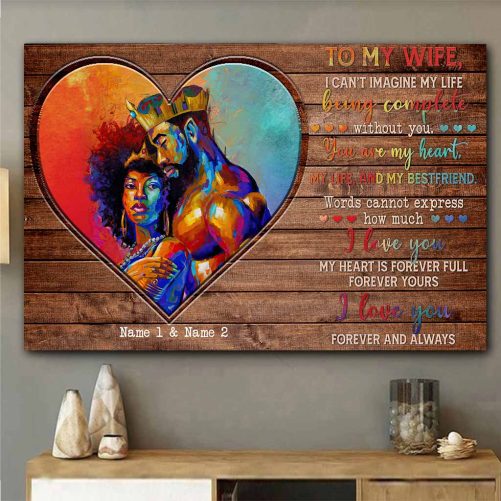 Custom Name Black Couple Canvas To My Wife You Are My Heart (2)