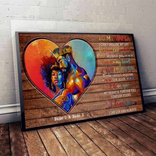Custom Name Black Couple Canvas To My Wife You Are My Heart (3)