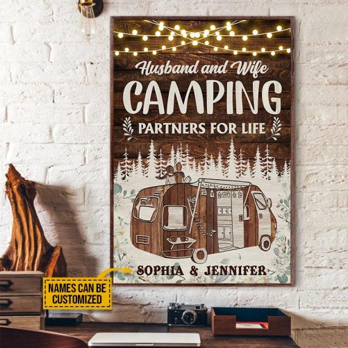 Custom Name Camping Couple Canvas Husband And Wife Camping Partners For Life (2)