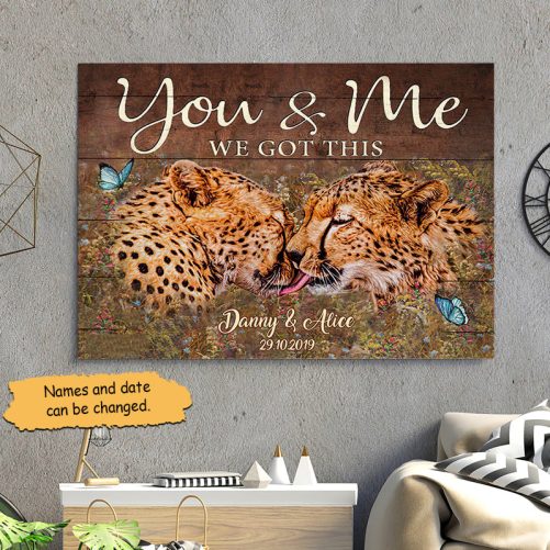 Custom Name Cheetah Couple Canvas You And Me We Got This (3)