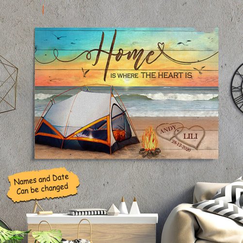 Custom Name Couple Canvas Home Is Where The Heart Is (2)
