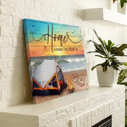 Custom Name Couple Canvas Home Is Where The Heart Is (3)