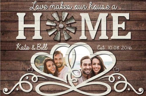 Custom Name Couple Canvas Love Makes Our House A Home (1)