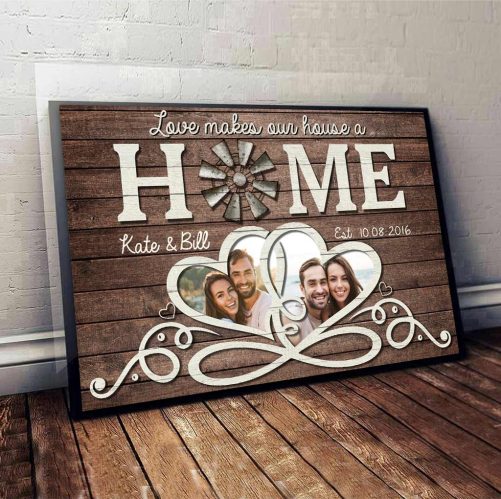 Custom Name Couple Canvas Love Makes Our House A Home (3)