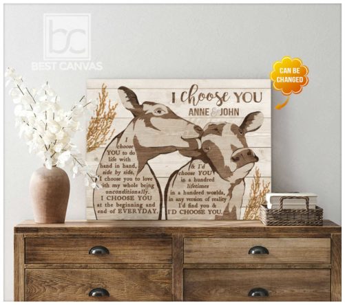 Custom Name Cow Couple Canvas I Choose You (1)