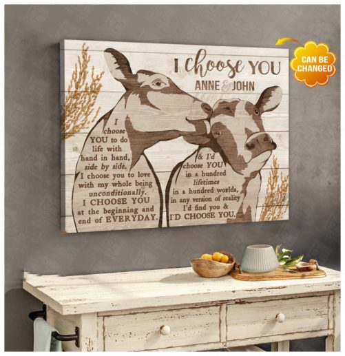 Custom Name Cow Couple Canvas I Choose You (2)