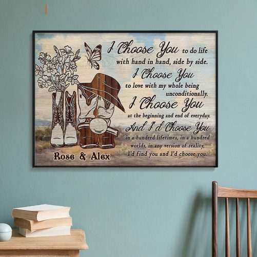 Custom Name Cowboy Couple Canvas I Choose You To Do Life (3)