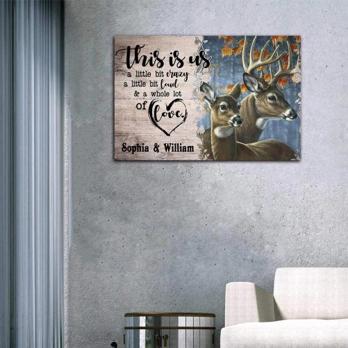 Custom Name Deer Couple Canvas Buck And Doe This Is Us (1)