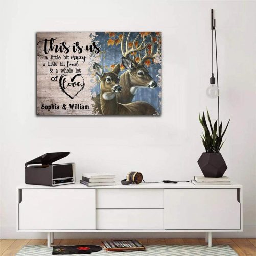 Custom Name Deer Couple Canvas Buck And Doe This Is Us (3)