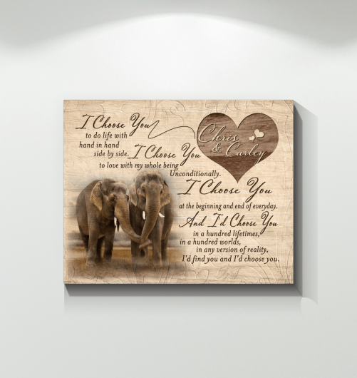 Custom Name Elephant Couple I Choose You 2