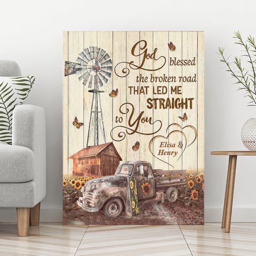 Custom Name Farm Canvas For Couple God Blessed The Broken Road That Led Me To Straight To You (3)