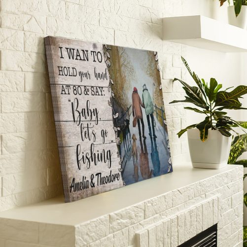 Custom Name Fishing Couple Canvas Baby Let's Go Fishing 3