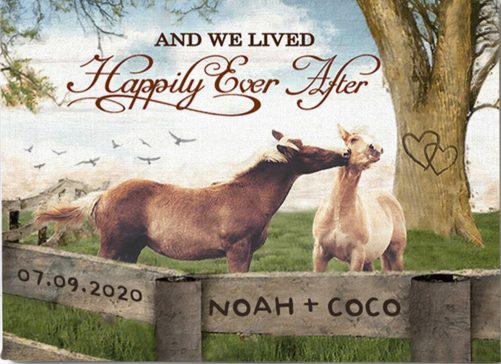 Custom Name Horse Couple Canvas And We Lived Happily Ever After (1)