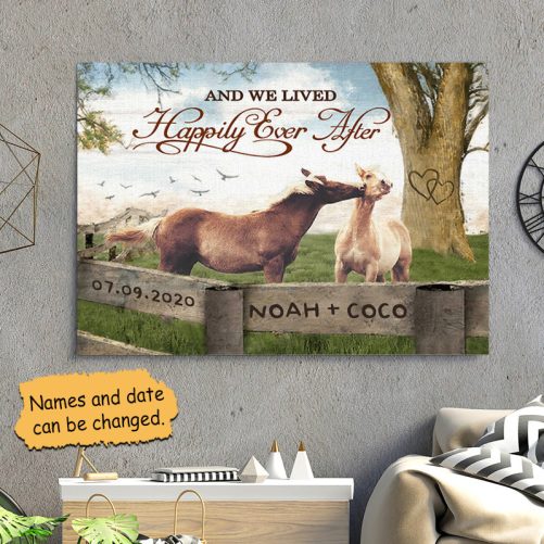 Custom Name Horse Couple Canvas And We Lived Happily Ever After (2)