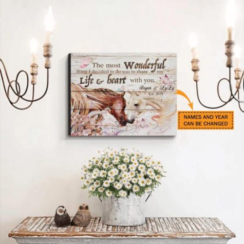 Custom Name Horse Couple Canvas The Most Wonderful Thing (1)