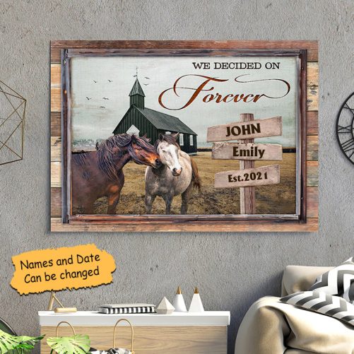Custom Name Horse Farm Canvas For Couple We Decided On Forever (1)