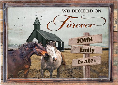 Custom Name Horse Farm Canvas For Couple We Decided On Forever (2)