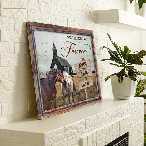 Custom Name Horse Farm Canvas For Couple We Decided On Forever (3)