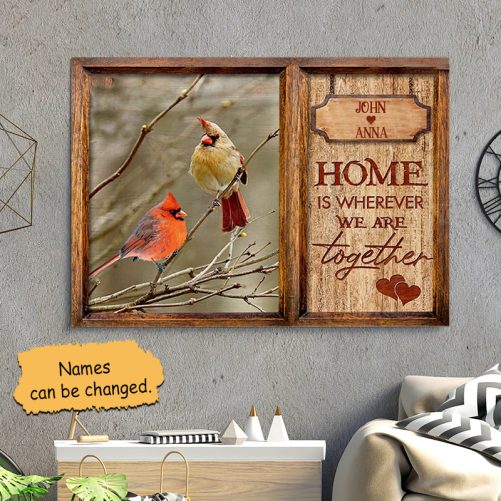Custom Name Hummingbird Couple Canvas Home Is Wherever We Are Together (2)